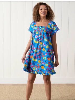 NWT Printfresh Smoothie Time Blue Pintuck Nightgown - Size XS